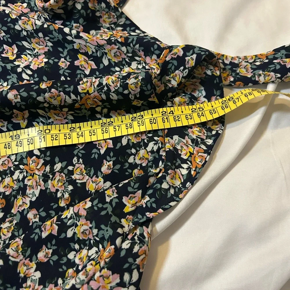 Max Studio Floral Print Ruffle Sleeve Tie Waist Dress Navy Pink Size 1X. NWOT - Picture 14 of 14